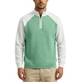 thumbnail image 5 of TOUMENY Men Half Zip Sweater Stand Collar Long Sleeve Color Block Casual Loose Pullover Fall Winter Fashion Knit Tops Green XXXXL, 5 of 7