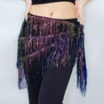 thumbnail image 5 of Sequin Tassel Wrap Skirts Womens Sparkly Fringe Triangle Hip Scarf Skirt Belt Bell Dance Rave Waist Chain Purple, Free Size, 5 of 5