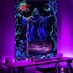 thumbnail image 1 of Tapiz de calavera con luz negra, tapices reactivos a los rayos UV, sol y luna, tapiz de esqueleto de mago gótico, tapiz de bruja colorido, tapiz de árbol vertical hippie para dormitorio (73x 95CM, 1 of 5