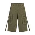 thumbnail image 3 of WAGUTH Womens High Waist Cargo Capri Pants Multi Strap Flap Pocket Loose Utility Cropped Pants for Street Daily Wear, 3 of 6
