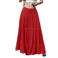 thumbnail image 2 of Women’s Long Tiered Maxi Skirt with Elastic Waist Lightweight Flowing Fabric Boho Style Casual Wear for Everyday Use Red L, 2 of 5