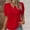 Red, variant on Red Plus Size Tops For Women Summer Lace V Neck Plain Lace Elegant Shirt Fashion Solid Color Elegant Blouse Short Sleeve Comfy Soft Tee