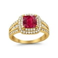 thumbnail image 5 of Halo Art Deco Ring Princess Cut Yellow Tone Ruby CZ 925 Sterling Silver Size 11, 5 of 7