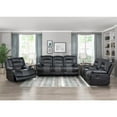 thumbnail image 2 of Lexicon Fabian Breathable Faux Leather Double Glider Reclining Love Seat in Gray, 2 of 4