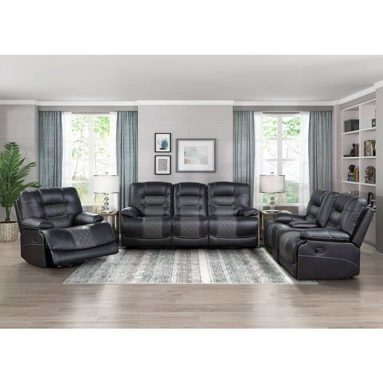 Lexicon Fabian Breathable Faux Leather Double Reclining Sofa