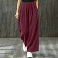 thumbnail image 2 of Tqcoqu Women's Corduroy Wide Leg Pants, Elastic High Waist Loose Casual Long Trousers with Side Pockets, 2 of 9