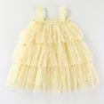 thumbnail image 2 of sertiohcv Robe Fille Décontractée Col Rond Ligne A Robe Tutu Bébé Fille Robes de Fête d'Anniversaire Robe d'Été Sans Manches Jaune Taille pour 1-2 Ans, 2 of 8