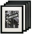 thumbnail image 1 of The Display Guys – Solid Pine Wood Picture Frame with Mat and Tempered Glass – Wall Mounting & Tabletop - 11" x 14" - 4 Pack - Black, 1 of 7
