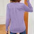 thumbnail image 4 of Jewelreauty V Neck Shirts for Women Long Sleeve Ruffle Cuff Loose Cozy Tops Ladies Casual Solid Color Dailywear Blouses (M, Purple), 4 of 4