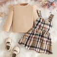 thumbnail image 4 of Duqingm Girls Clothes Ruffled Long Sleeve Top and Plaid Skirt 2PCS Set Fall Winter Girls Outfits Size 9Months-3Years (Beige,18-24 Months), 4 of 7