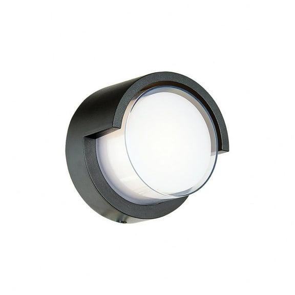 50021ODW-MB-Geo Abra Lighting Geo - 6.7 Inch 9W 1 LED Round Outdoor Wall Sconce With Hood-Matte Black Finish