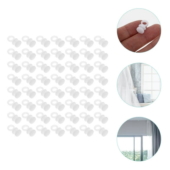 WHAMVOX 100Pcs White Plastic Curtain Track Gliders for Easy Sliding in Various Occasions