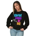 thumbnail image 3 of Christ Lives in Me Christian Faith Women Crewneck Sweatshirt Brisco Brands M, 3 of 6