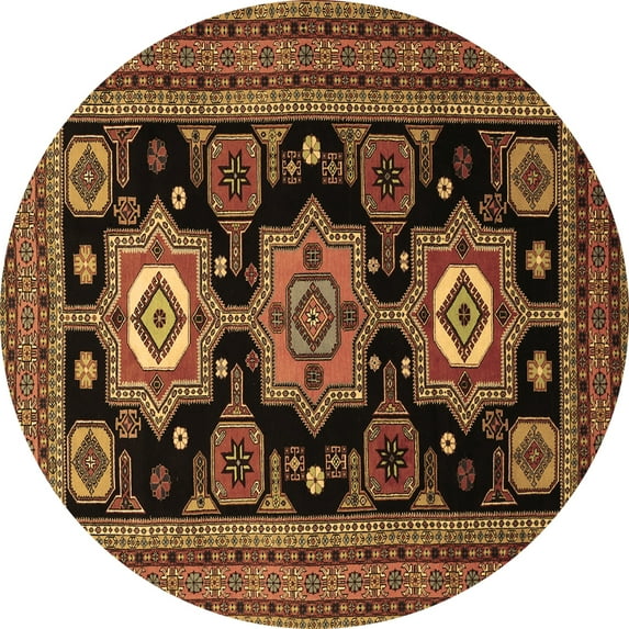 Ahgly Company Indoor Round Persian Brown Traditional Area Rugs, 4' Round
