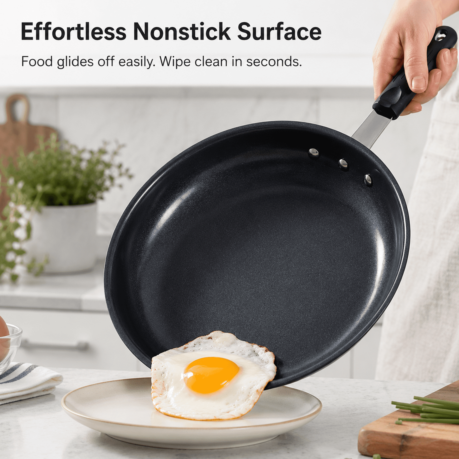 Alvantor Ceramic Nonstick Frying Pan, 8/10/12/14 inch, Aluminum Egg Pan with Stainless Steel Base, Oven Safe, Dishwasher Safe Skillet
