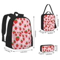 thumbnail image 4 of Naloa Hand Drawn Strawberry Print Large Capacity Backpack Lunch Bag Pencil Case Combination 3 Piece Set for Student, 4 of 8
