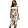 thumbnail image 2 of KRE Prime Women Printed Off-Shoulder Split Dress, 2 of 27