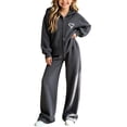 thumbnail image 2 of Oiangi 2 Piece Outfits for Girl Winter Sweater Clothes Zip-Up Hoodie and Pant Fashion Knitted Sets Dark Gray 12-13 Years, 2 of 5