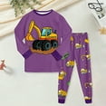 thumbnail image 2 of Wenfanal 2 Piece Boys Pajamas Boys Girls Suit Long Pants Regular Round Neck 3D Printed Size 7-8 Years,Dark Purple, 2 of 5