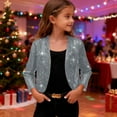 thumbnail image 7 of OGLCCG Glitter Cropped Cardigan for Girls Long Sleeve Open Front Party Shiny Bolero Shrug Trendy Solid Color Sparkly Jacket Coat 4-14 Years, 7 of 7