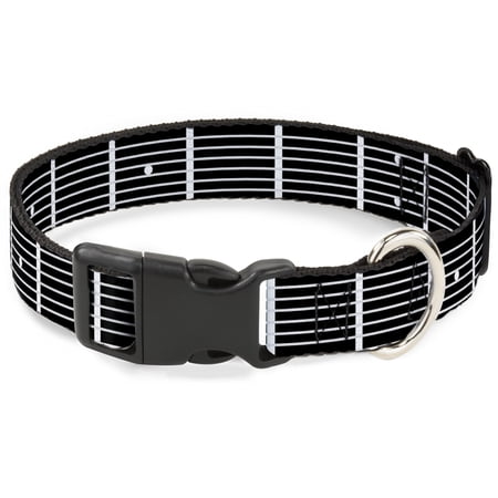 Buckle-Down Pet Collar Dog Collar Plastic Buckle Guitar Neck Black White 13 to 17 Inches 1.5 Inch Wide