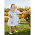 thumbnail image 4 of BemeyourBBs Toddler Baby Girl Summer Starfish Dress Plaid Gingham Short Sleeve Doll Collar Seashell Embroidery A-Line Dress Toddler Girls Casual Dress, 4 of 9