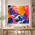 thumbnail image 5 of Tropical Sunset Ocean Waves Scene, Energetic Retro Style for Beach Lovers, Coastal Home Decor, Housewarming Gift Tapestry Wall Hanging for Bedroom, Living Room and Dorm, 5 of 7