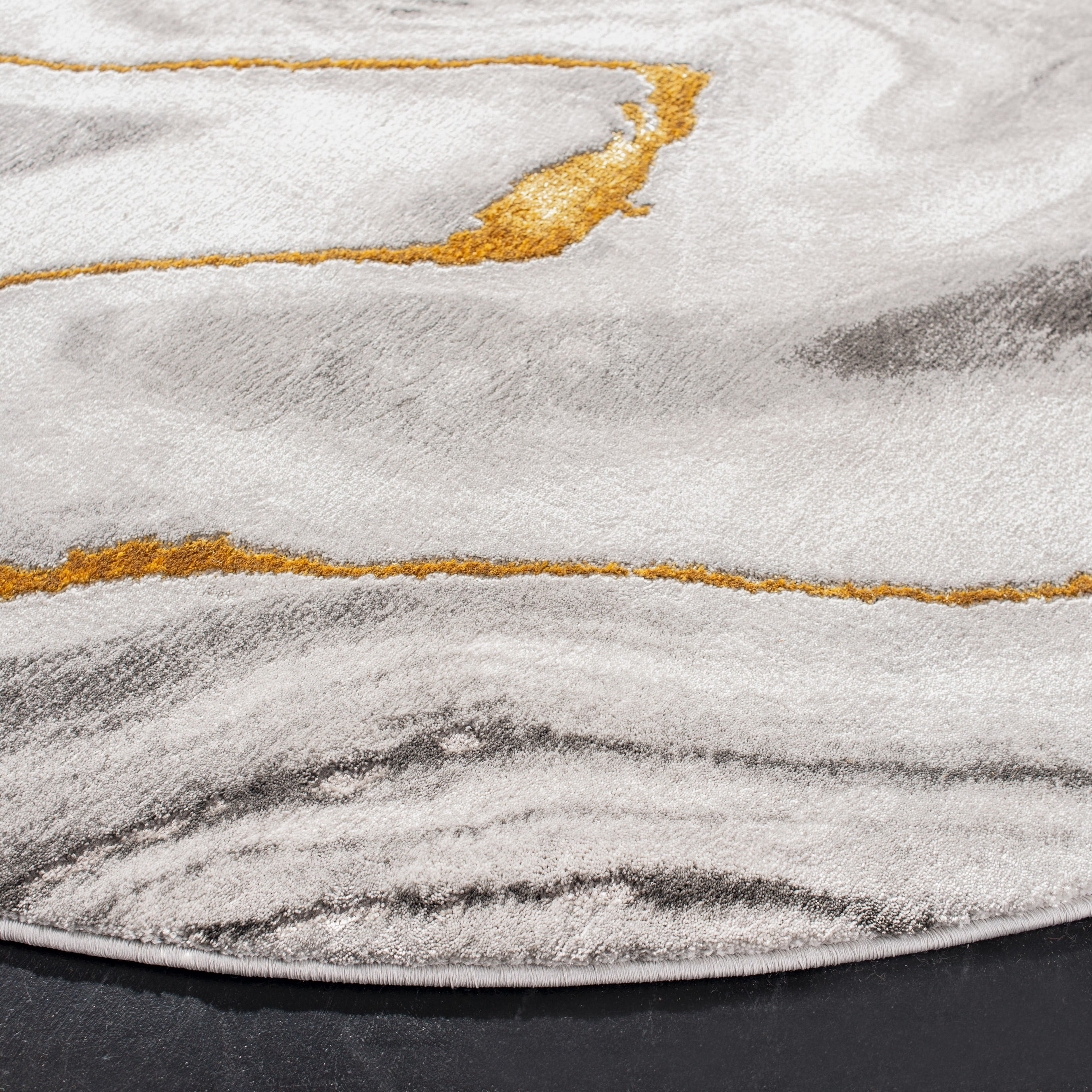 SAFAVIEH Craft Angjelko Abstract Area Rug, Grey/Gold, 9' x 9' Round
