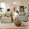 thumbnail image 6 of 96" L-Shaped Sectional Sofa, Oversized Modular Corduroy Couch with Chaise Lounge & 2 Throw Pillows, No Assembly Convertible Corner Sofa for Living Room Apartment,Camel, 6 of 9