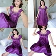 thumbnail image 2 of Huhudde Women Ice Silk Nightgown Dress Short Sleeve Sheer Lace Trimmed Loose Nightdress Sleepwear Home Wear Loungewear, 2 of 21