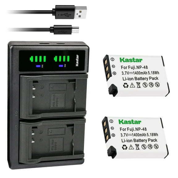 Kastar 2-Pack Battery and LTD2 USB Charger Replacement for Fujifilm NP-48 FNP-48 NP48 FNP48 Battery, Fujifilm XQ1 Digital Camera, Fujifilm XQ2 Digital Camera