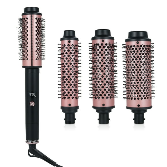 Thermal Brush with 3 Interchangeable Heads Heated Round Brush for Curling Volumizer and Styling