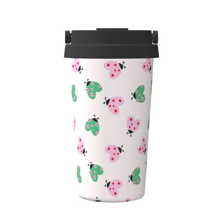 

Ocsxa Flower on ladybirds Print Carry Insulated Coffee Mug Insulated Tumbler Reusable Insulated Cold Brew Iced Coffee Cup Thermos Gifts for Women Men Him Her