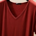 thumbnail image 6 of Plus size V-Neck Tshirt Women Summer Loose Tees Modal casual T-shirt Solid color Bottoming Tee Tops, 6 of 7