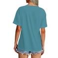 thumbnail image 4 of bbyeadc Women's Black Tshirts V Neck Short Sleeve Casual Tops Loose Fit Basic Tees with Chest Pocket (Turquoise, S), 4 of 4