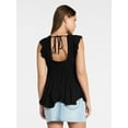thumbnail image 3 of Madden NYC Women's Lace Trim Babydoll Top, Sizes XXS-XXL, 3 of 5
