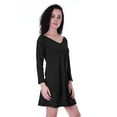 thumbnail image 2 of Moomaya Womens Full Sleeve Shift Dress w/ V neck Cotton Casual Summer Dresses - CR, 2 of 7
