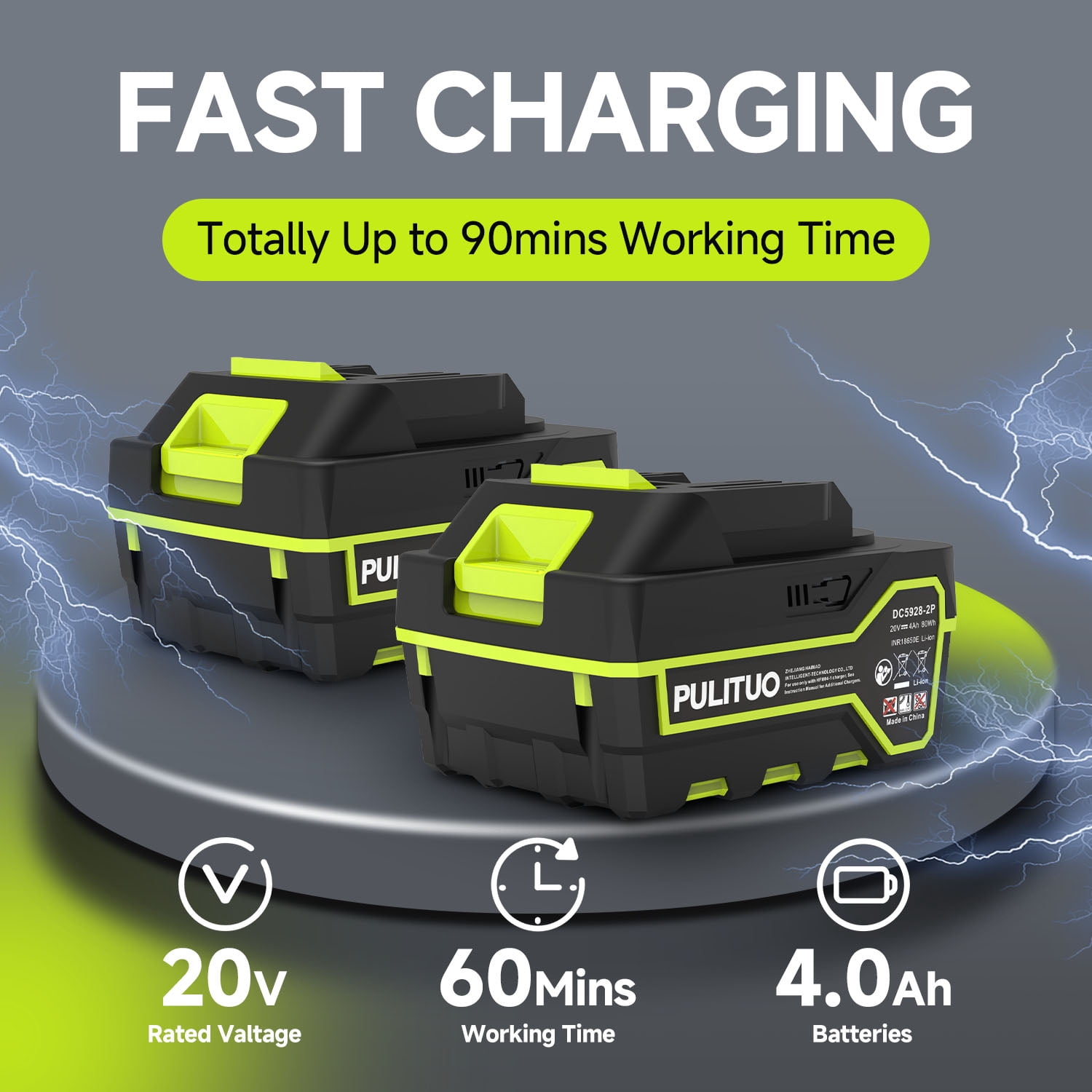 Pulituo 20V Cordless Leaf Blower, 2×4.0Ah Batteries & Charger, 150MPH, 3 Speeds, Long Runtime, Lightweight Yard Blower for Large Yards