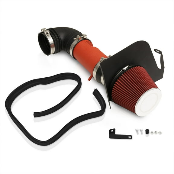 AJP Distributors Cold Air Short Ram Intake CAI SRI Induction System Kit Red Aluminum Piping   Heat Shield Filter Compatible/Replacement For Cadillac CTS-V V8 5.7L 6.0L 2004 2005 2006 2007 04 05 06 07