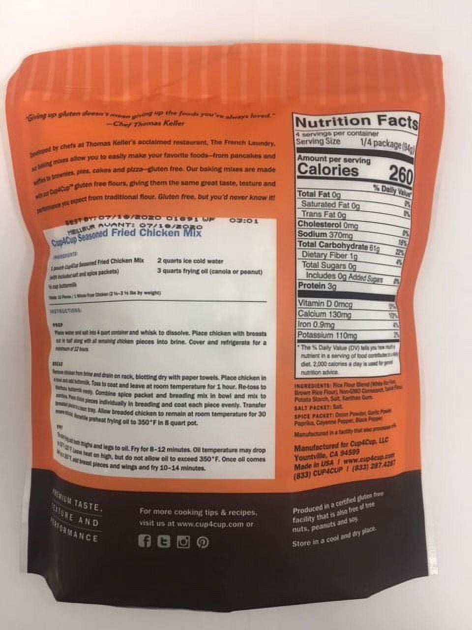 Cup4Cup Gluten-Free Fried Chicken Mix, 13.22 Oz