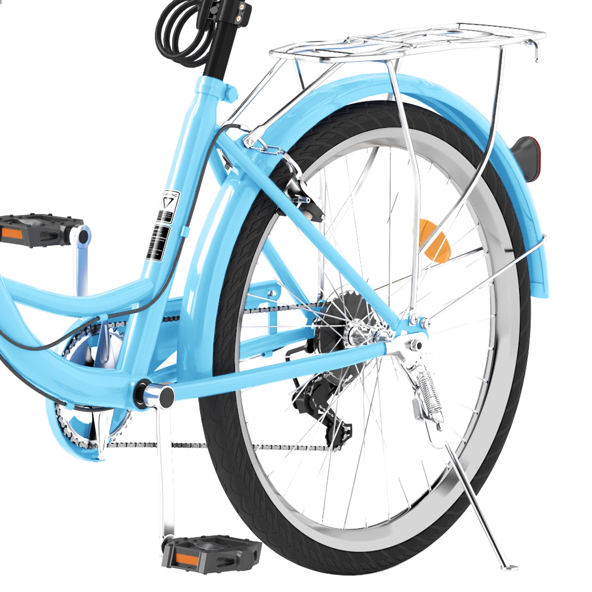 Uforic 24" Beach Cruiser Bike for Women, 7-Speed Adjustable Seat Bike Bicycle for Adult City Commuter, Blue
