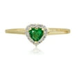 thumbnail image 2 of AVORA 10K Yellow Gold May Birthstone- Emerald with Simulated Diamond CZ Heart Halo Fashion Ring  - Size 6, 2 of 6
