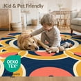 thumbnail image 4 of ODIKA Circular Music Symbol Floor Covering Interlocking Shapes Modern Art Foldable Easy Care for King Size Bedroom, Master Suite, Under Bed, 4 of 7