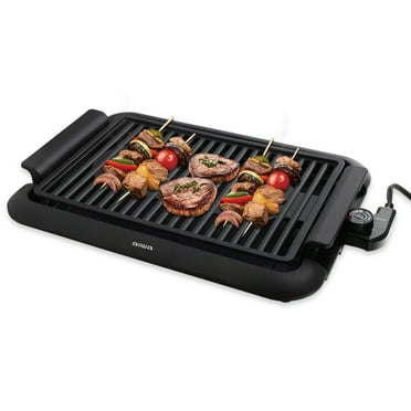 AIWA 1200-Watt Indoor Smokeless Grill 5 Temperature Settings Cleaning, Black Ceramic Nonstick Skillet