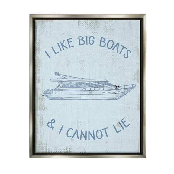 Stupell Industries Funny Rustic Big Boats Transportation Painting Gray Floater Framed Canvas Art Print Wall Art, 17 x 21