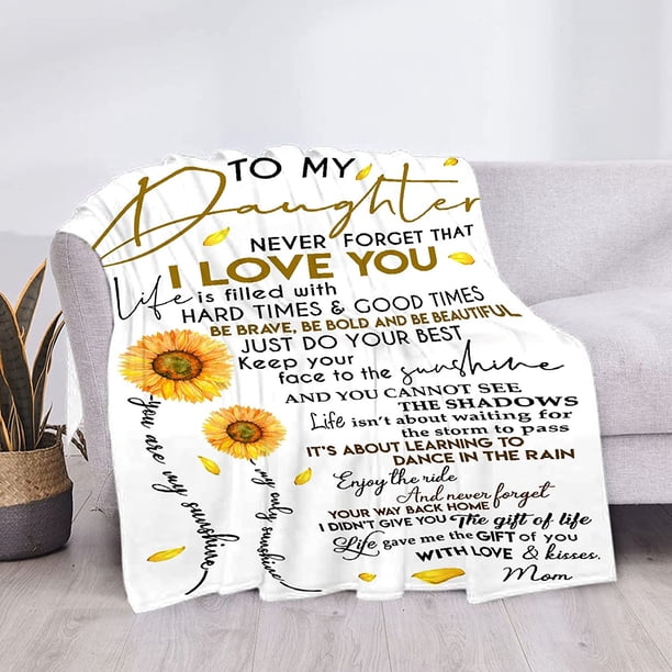 LHSHID Daughter Blanket to My Daughter from Mom Gifts Letter Printed Throw Fleece Flannel Blankets Birthday Gifts for Daughter Adult Mother Daughter Gift from Mom Blanket for Kids 60"x80"