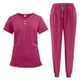 thumbnail image 5 of WULMLEO Mens Scrub Sets 2 Piece Crew Neck Button Comfortable Scrubs Outfits Medical Short Sleeve Trendy Nurse Uniform Tops and Pants Stretch Working Petite Nursing Workwear Hot Pink 2XL, 5 of 5