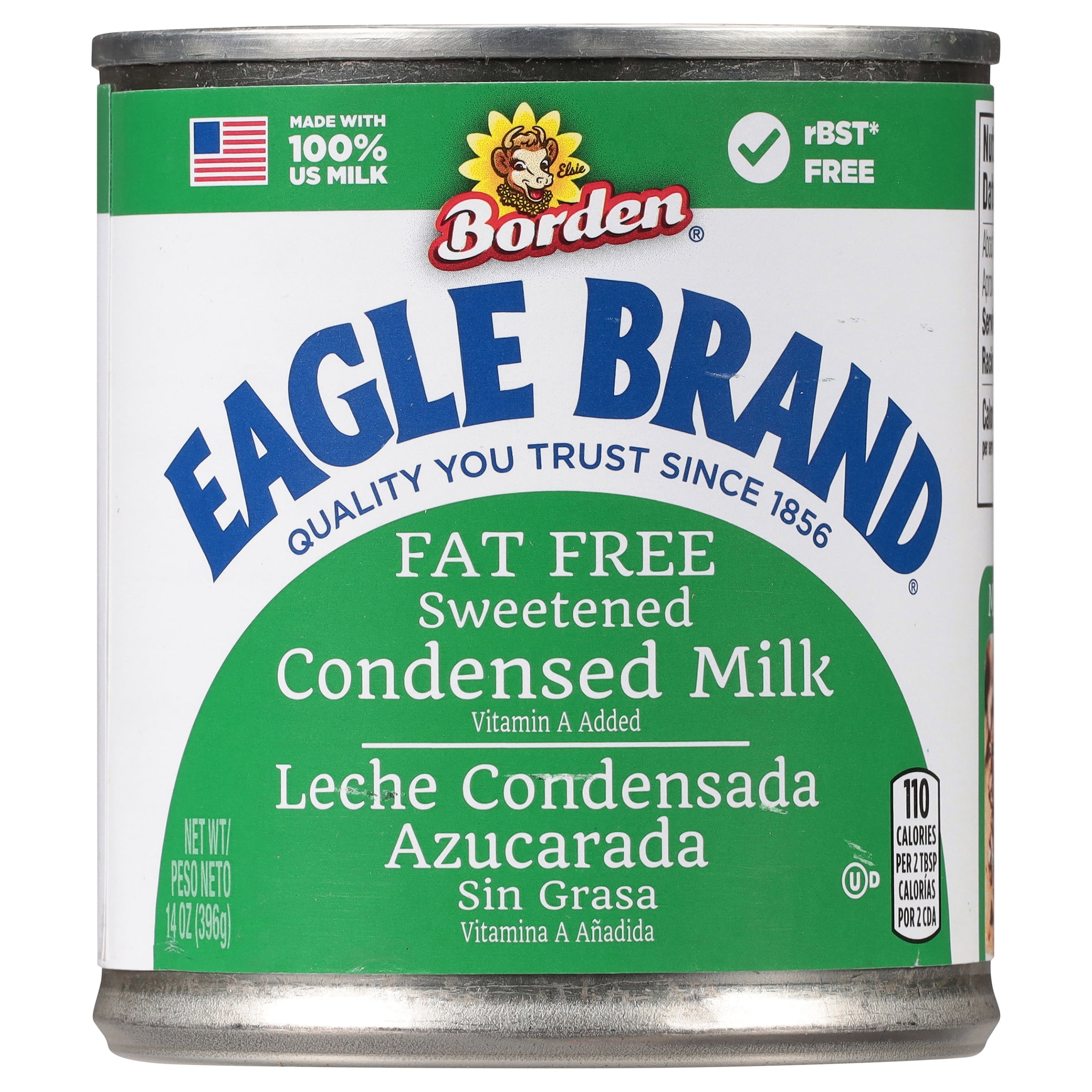 (8 pack) Eagle Brand Fat Free Sweetened Condensed Milk, 100% US Milk, Gluten Free, 14 oz Can