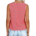 thumbnail image 5 of VEKDONE Plaid Tank Tops for Women Summer Cotton Sleeveless Crewneck Tanks Summer Lightweight Breathable Going Out Vest Casual Loose Fit Vests Red S, 5 of 9