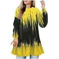 thumbnail image 2 of Fznquz Crewneck Work Blouses for Women 2025 Flowy Yellow Long Sleeve Shirt Vacation Loose Fit Dressy Casual Shirts Women, 2 of 5